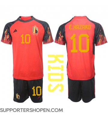 Belgien Eden Hazard #10 Hemmatröja Barn VM 2022 Kortärmad (+ korta byxor)